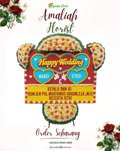 Karangan Papan Bunga Pernikahan di Somokaton
